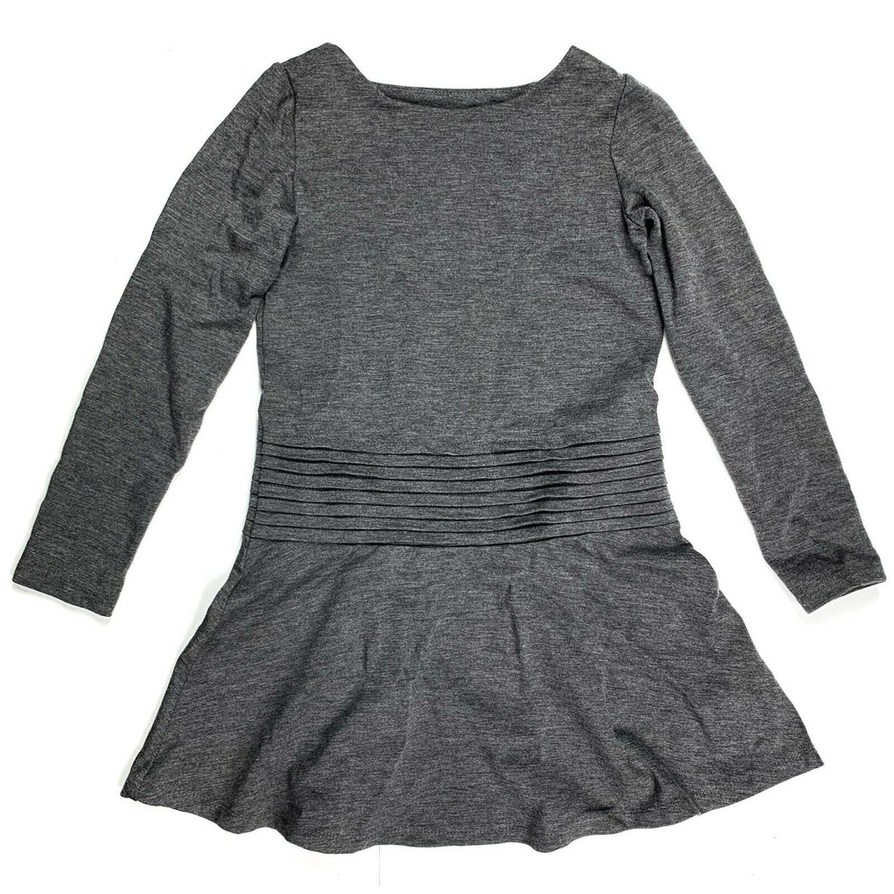 VINCE Girls Dress Heather Gray Tuxedo Drop Waist Long Sleeve Small S‎